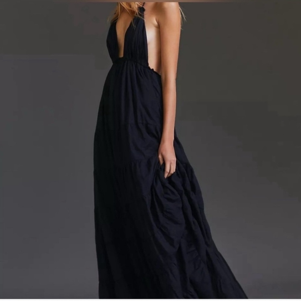 ANTHROPOLOGIE X ERIKA PENA Black Lola Maxi Dress One Size Feminine Bohemian